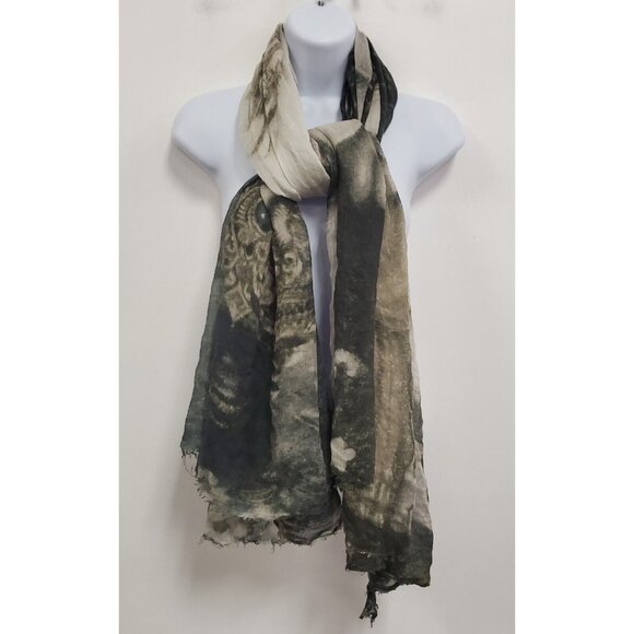 Ottotredici Womens Cashmere Blend Krishna Printed Scarf Avant Garde Eclectic